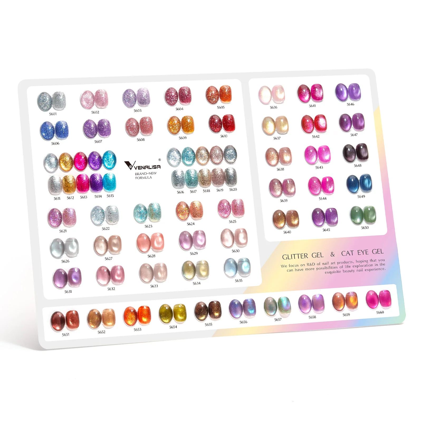 10ML Glitter & Cat Eye Gel 60 Colors Set (With Color Display) TPO Free Hema Free - Image 8